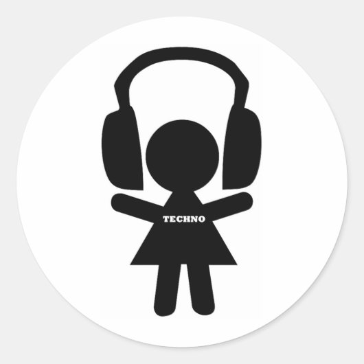 Hoofdtelefoon Techno-muziek Ronde Sticker (Voorkant)