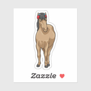 Hoofdtelefoon voor paardenmuziek sticker