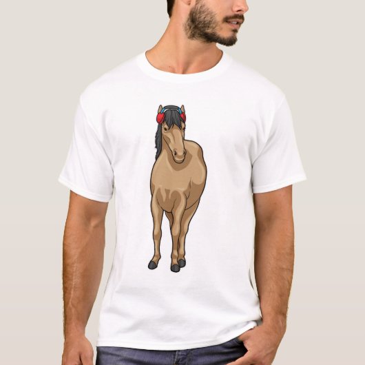 Hoofdtelefoon voor paardenmuziek t-shirt (Voorkant)