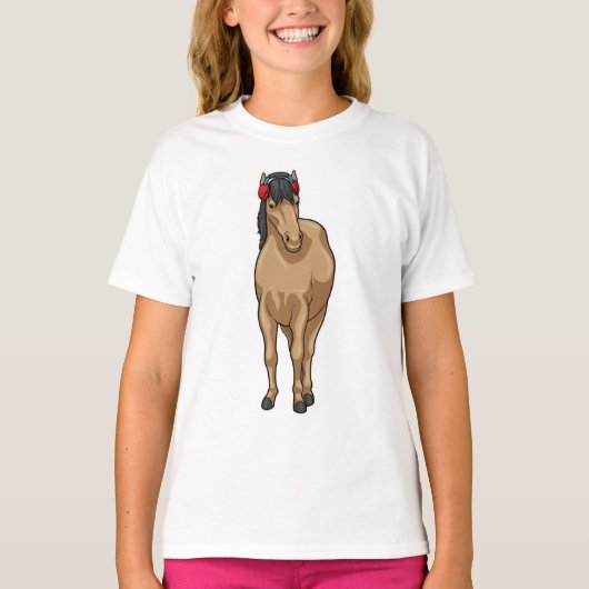 Hoofdtelefoon voor paardenmuziek t-shirt (Voorkant)
