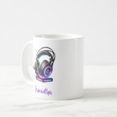 Hoofdtelefoon voor videogame in groen koffiemok (Voorkant links)