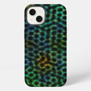 Hoofdtelefoonhoes, groen met cirkel en vormen. iPhone 13 hoesje
