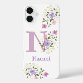 Hoofdtelefoonhoes Initial Plus Naam & Bloem Ontwer iPhone 16 Plus Hoesje