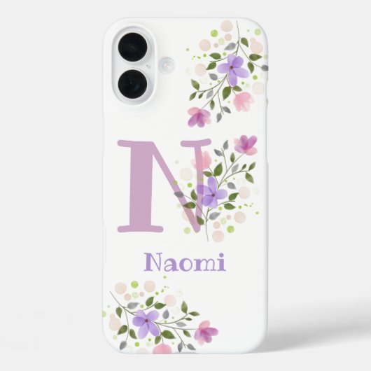 Hoofdtelefoonhoes Initial Plus Naam & Bloem Ontwer Case-Mate iPhone Case (Achterkant)