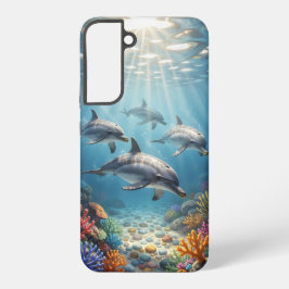 Hoofdtelefoonhoes met dolfijnen. samsung galaxy hoesje
