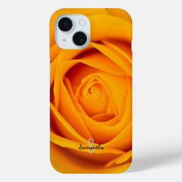 Hoofdtelefoonhoesje met gele roos bloem iPhone 15 case
