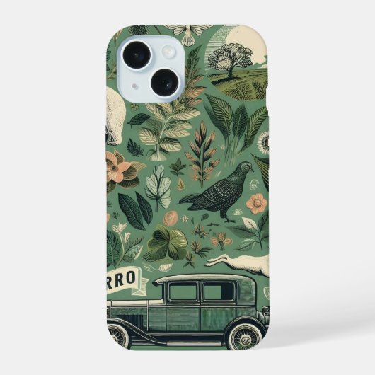 Hoofdtelefoonhoesje - Natuur en Retro Design iPhone 15 Case (Achterkant)