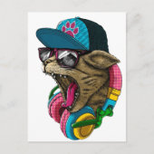 Hoofdtelefoonkat Briefkaart (Voorkant)