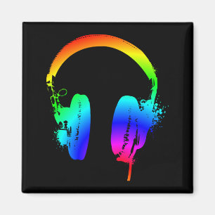 Hoofdtelefoons Rainboeg Stencil Grafische Kunstmag Magneet