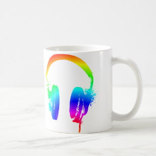 Hoofdtelefoons Rainboogstencil Grafische Mok