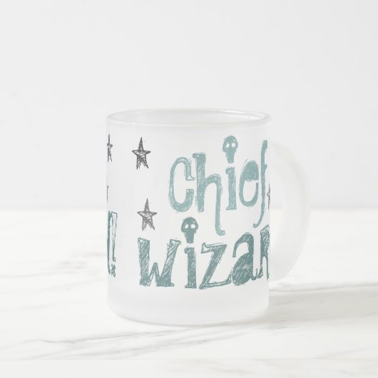 hoofdtovenaar! mok van gevorst glas (Voorkant rechts)