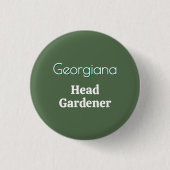 Hoofdtuinier Gepersonaliseerde Naam Grappige Tuini Ronde Button 3,2 Cm (Voorkant)