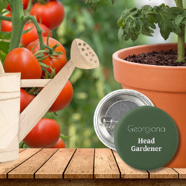 Hoofdtuinier Gepersonaliseerde Naam Grappige Tuini Ronde Button 3,2 Cm