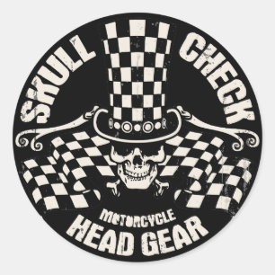 Hoofduitrusting voor schedel ronde sticker