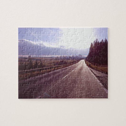 Hoofdweg met lage winterzon. legpuzzel (Horizontaal)
