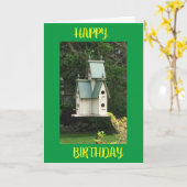 HOOG 'BIRDDAY' BIRDHOUSE VOOR JE! KAART (Gele Bloem)
