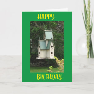 HOOG 'BIRDDAY' BIRDHOUSE VOOR JE! KAART