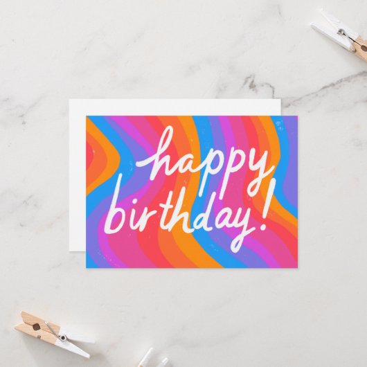 HOOG BIRTHDAY Kleurrijke kool & vun Stripes CUSTOM Kaart (Voorkant / Achterkant in situ)