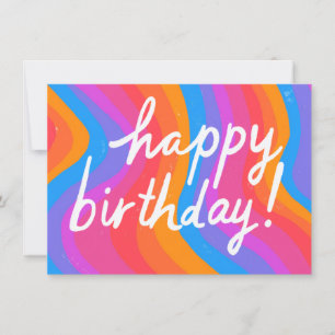 HOOG BIRTHDAY Kleurrijke kool & vun Stripes CUSTOM Kaart