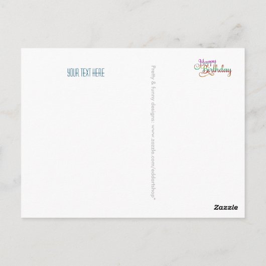 HOOG BIRTHDAY - tekstontwerp + uw eigen ideeën Briefkaart (Achterkant)