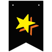 HOOG BIRTHDAY = ZWARTE TEKST OP MULTICOLOR BKGD VLAGGETJES (Eerste vlag)