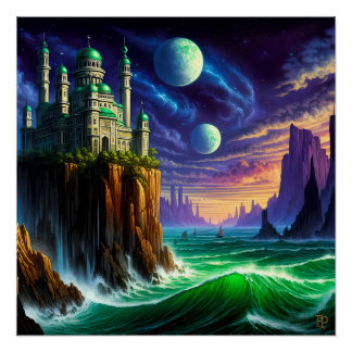 Hoog boven de groene oceanen perfect poster