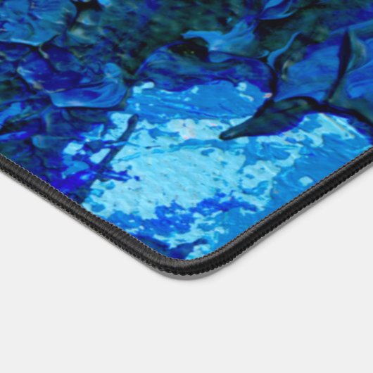 Hoog Contrast Blauw en Groen Abstracte Kunst Bureaumat (Hoek)