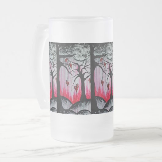 Hoog- en droge Heart Trees Orig Art 16oz Beer Mok (Voorkant links)