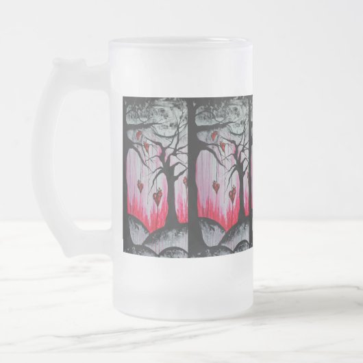 Hoog- en droge Heart Trees Orig Art 16oz Beer Mok (Links)