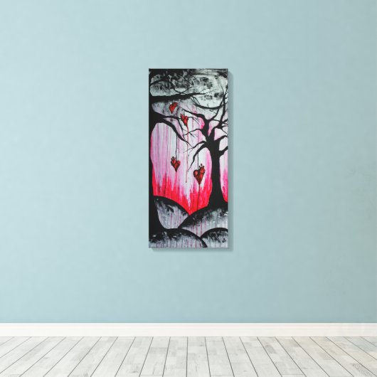 Hoog- en droge hemelbomen harten surrealistische G Canvas Afdruk (Insitu (Houten vloer))