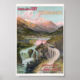 Hoog Engadine Zwitserland Vintage Poster 1910