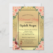 Hoog Hiel, glas, goudglitter Floral Retirement Kaart (Voorkant)