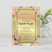 Hoog Hiel, glas, goudglitter Floral Retirement Kaart (Staand voorkant)