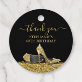 Hoog hiel Hartelijk dank Gold Black Birthday Bedankjes Labels (Voorkant)