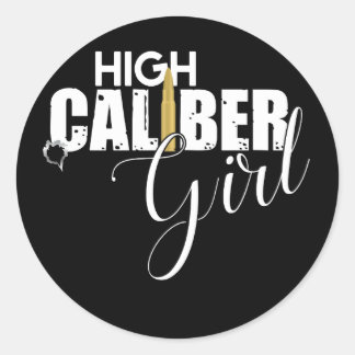 Hoog Kaliber Meisje Lady Pistool Lover Ronde Sticker