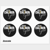 Hoog Kaliber Meisje Lady Pistool Lover Ronde Sticker (Vel)