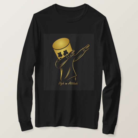 Hoog op attitude in zwart t- shirt (Design voorkant)
