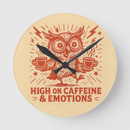 Hoog op cafeïne en emoties ronde klok