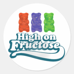 Hoog op fructose ronde sticker