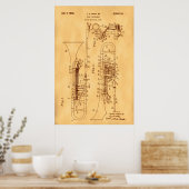 Hoog resolutie Trombone Octrooi kunst Vintage Papi Poster (Keuken)