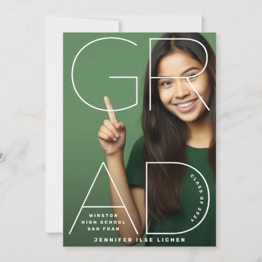 HOOG SCHOOL-AFSTUDEERDER | White Modern Photo-teks Aankondiging (Voorkant)