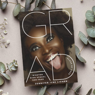 HOOG SCHOOL-AFSTUDEERDER White Modern Photo-teks Aankondiging