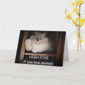 HOOG VIJF als je van dieren houdt, kaart (Gele Bloem)