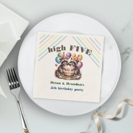 hoog vijf verjaardagsfeest tweeling mapache thema  servet