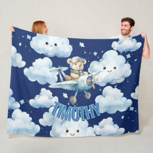 Hoog vliegen met Teddy de Piloot Fleece Deken