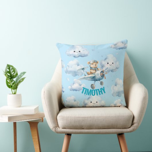 Hoog vliegen met Teddy the Pilot Pillow Kussen (Stoel)