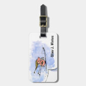 Hoog Vliegend Varken - Ski Jumping Varken Atleet Bagagelabel (Voorkant verticaal)