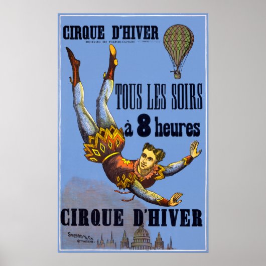 hoogduikballon Franse Circus Poster (Voorkant)