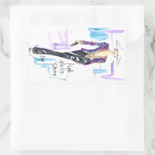 Hoogglans glans! rechthoekige sticker (Tas)