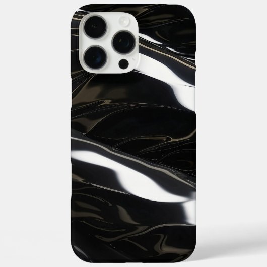 Hoogglanzende zwarte 3D-golftextuur Case-Mate iPhone Case (Achterkant)